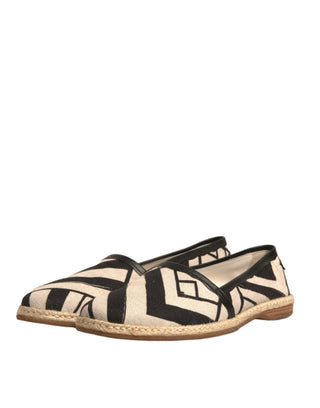 Schwarz-weiß gestreifte Slip-On Espadrille-Schuhe