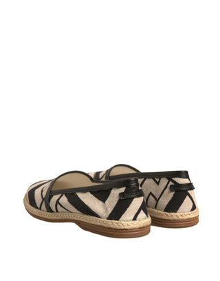 Schwarz-weiß gestreifte Slip-On Espadrille-Schuhe