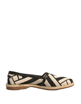 Schwarz-weiß gestreifte Slip-On Espadrille-Schuhe