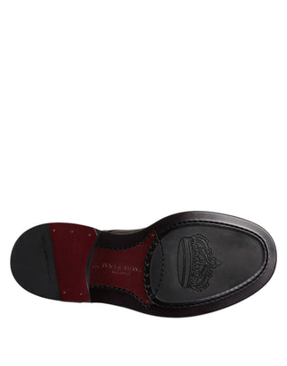 Zapatos formales Derby de cuero marrón con puntera alada y cordones  
