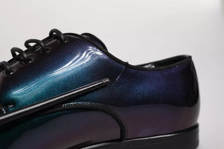Multicolor Peacock Patent Leather Derby Men Dress Shoes