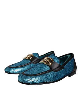 Mocasines formales azulados con lentejuelas  