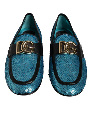 Mocasines formales azulados con lentejuelas  