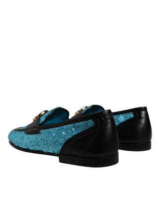 Mocasines formales azulados con lentejuelas  