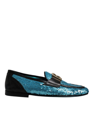 Mocasines formales azulados con lentejuelas  