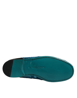 Mocasines formales azulados con lentejuelas  