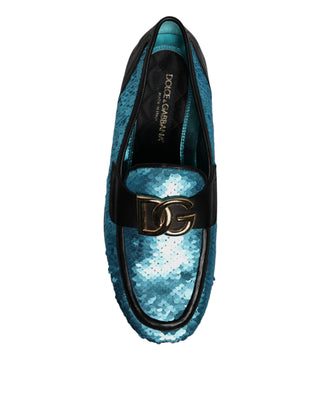 Mocasines formales azulados con lentejuelas  