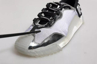 Silver Black Nylon NS1 Low Top Sneakers Shoes