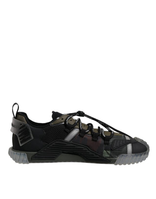 Zapatillas bajas negras con camuflaje verde NS1