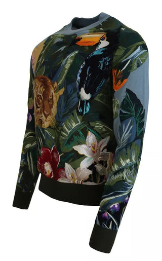 Jungle Woll-Seide Pullover mit Logo