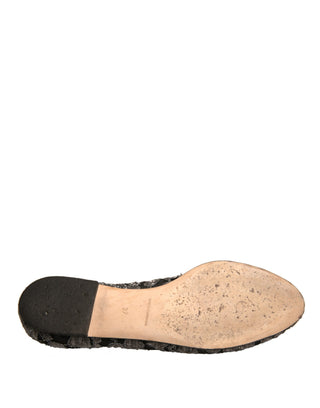 Mocasines planos de ballet con cristales plateados y cordones