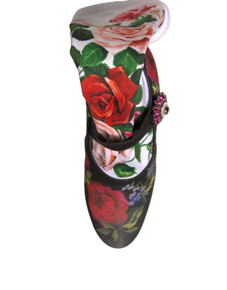 Schwarze Socken mit Blumenmuster Kristallstiefel Jerseystiefel