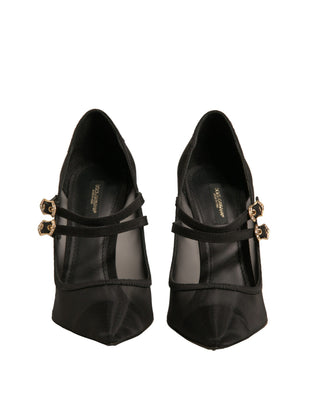 Schwarze Mesh Mary Jane High Heels Pumps Schuhe