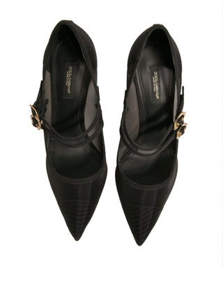 Schwarze Mesh Mary Jane High Heels Pumps Schuhe