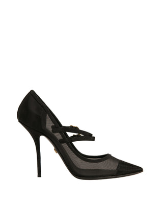 Schwarze Mesh Mary Jane High Heels Pumps Schuhe