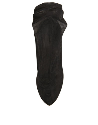 Botas con tacón estilo calcetín de malla de seda negra