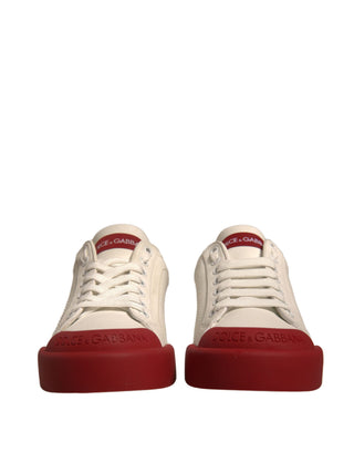 Schuhe Weiße Leder-Portofino-Sneakers mit Logo