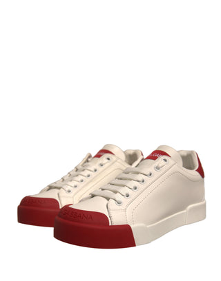 Schuhe Weiße Leder-Portofino-Sneakers mit Logo