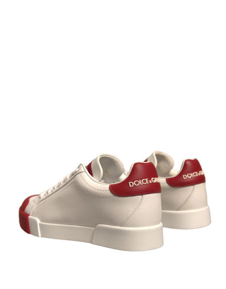 Schuhe Weiße Leder-Portofino-Sneakers mit Logo