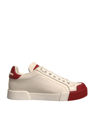 Schuhe Weiße Leder-Portofino-Sneakers mit Logo