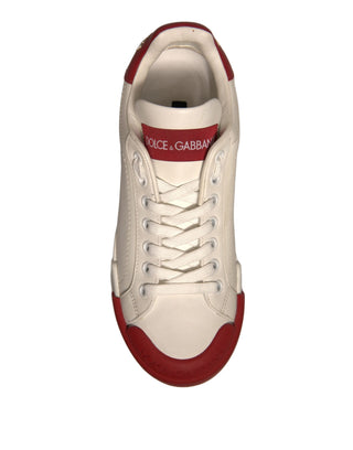 Schuhe Weiße Leder-Portofino-Sneakers mit Logo