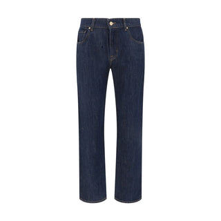 Blaue Jeans mit geradem Bein aus Baumwolle