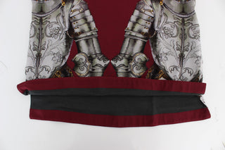 Blusa de Seda Roja con Estampado de Caballero