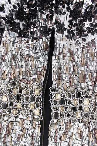 Vestido Hecho a Mano de Cristal Plateado