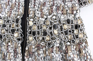 Vestido Hecho a Mano de Cristal Plateado