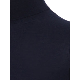 Suéter de cuello alto azul de cachemira