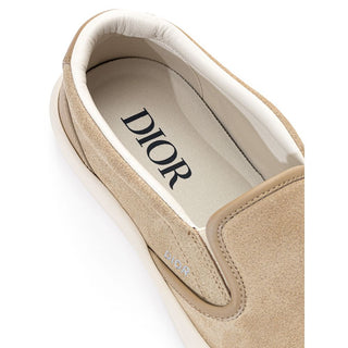Beige Leather Slip-On Loafers
