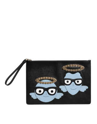 Bolso con cremallera negro de cuero para hombre con adorno #DGFAMILY