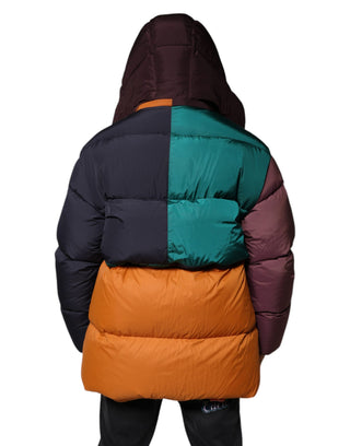 Gesteppte Kapuzen-Pufferjacke in Multicolor