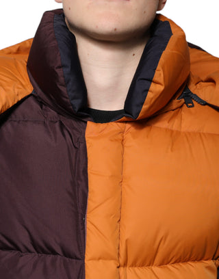 Gesteppte Kapuzen-Pufferjacke in Multicolor