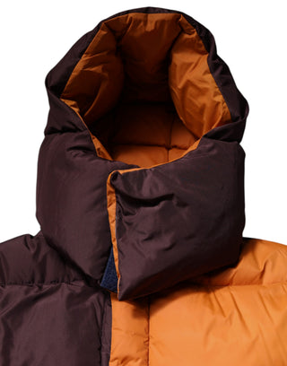 Gesteppte Kapuzen-Pufferjacke in Multicolor