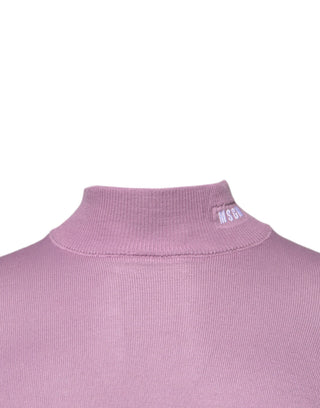 Lila Rollkragenpullover aus Wolle mit langen Ärmeln