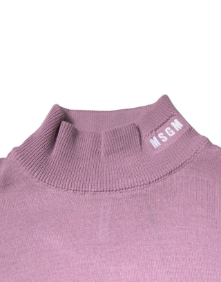 Lila Rollkragenpullover aus Wolle mit langen Ärmeln
