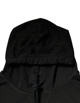 Suéter negro de algodón con capucha y escudo DG  