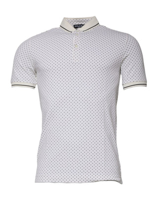 Camiseta polo blanca de algodón con cuello y lunares  