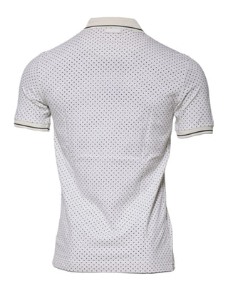 Camiseta polo blanca de algodón con cuello y lunares  