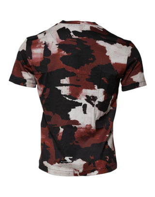 Mehrfarbiges Tarnmuster Rundhals-T-Shirt
