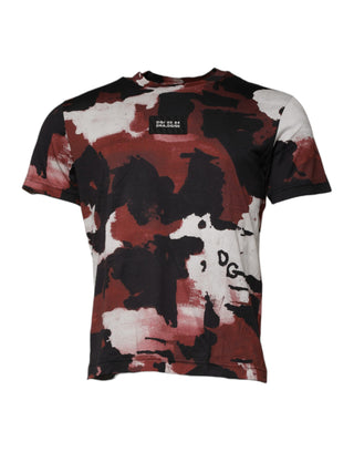 Mehrfarbiges Tarnmuster Rundhals-T-Shirt