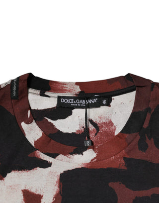 Mehrfarbiges Tarnmuster Rundhals-T-Shirt