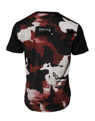 Camiseta multicolor con cuello redondo y estampado de camuflaje  