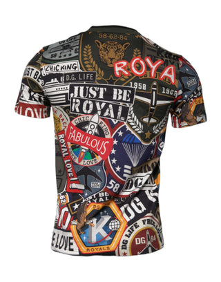 Camiseta multicolor de algodón con cuello redondo y estampado gráfico  