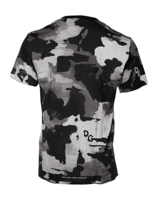 Mehrfarbiges Tarnmuster Rundhals-T-Shirt