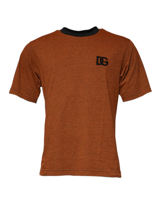 Camiseta marrón de poliéster con logo DG y cuello redondo