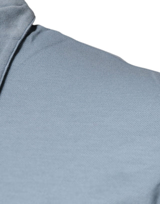 Blaues Baumwoll-Button-Down-Freizeit-Poloshirt für Herren