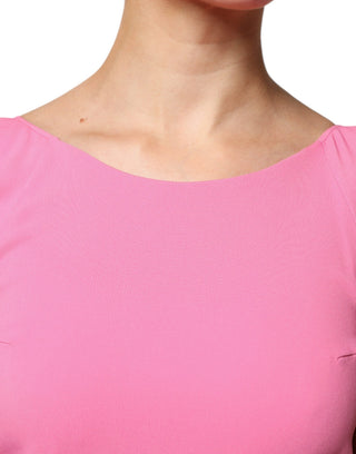 Vestido mini rosa de viscosa con mangas cortas y espalda descubierta  