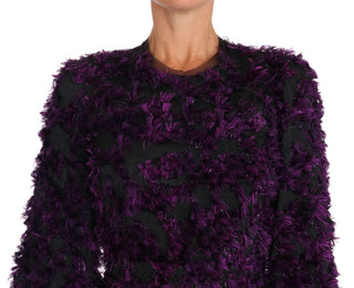 Vestido midi de corte recto con flecos morado